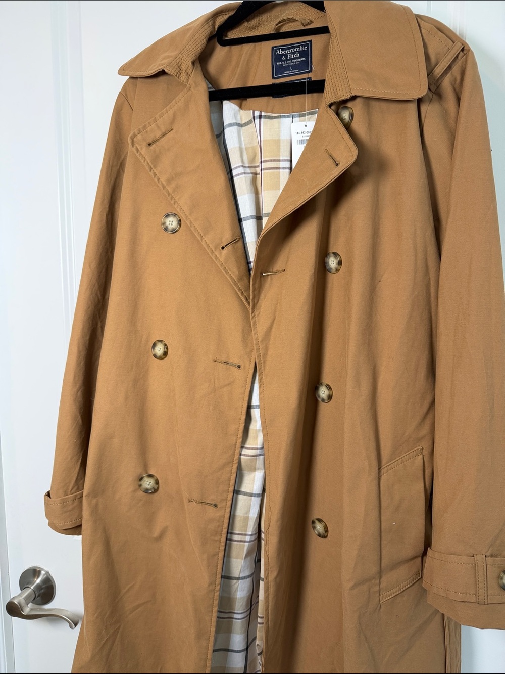 Abercrombie & Fitch Tan Double-Breasted Trench Coat - Picture 4 of 6